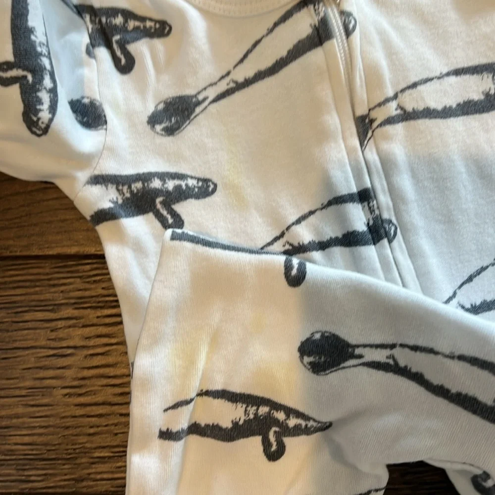 Kate Quinn White and Grey Manatee Footie Onesie